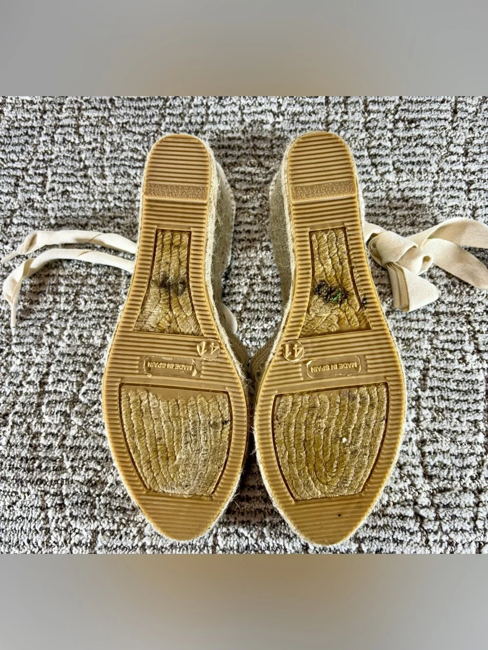 NEW Maypol Women’s Size 10 Beige Lace-Up Crochet Espadrille Wedge Sandals